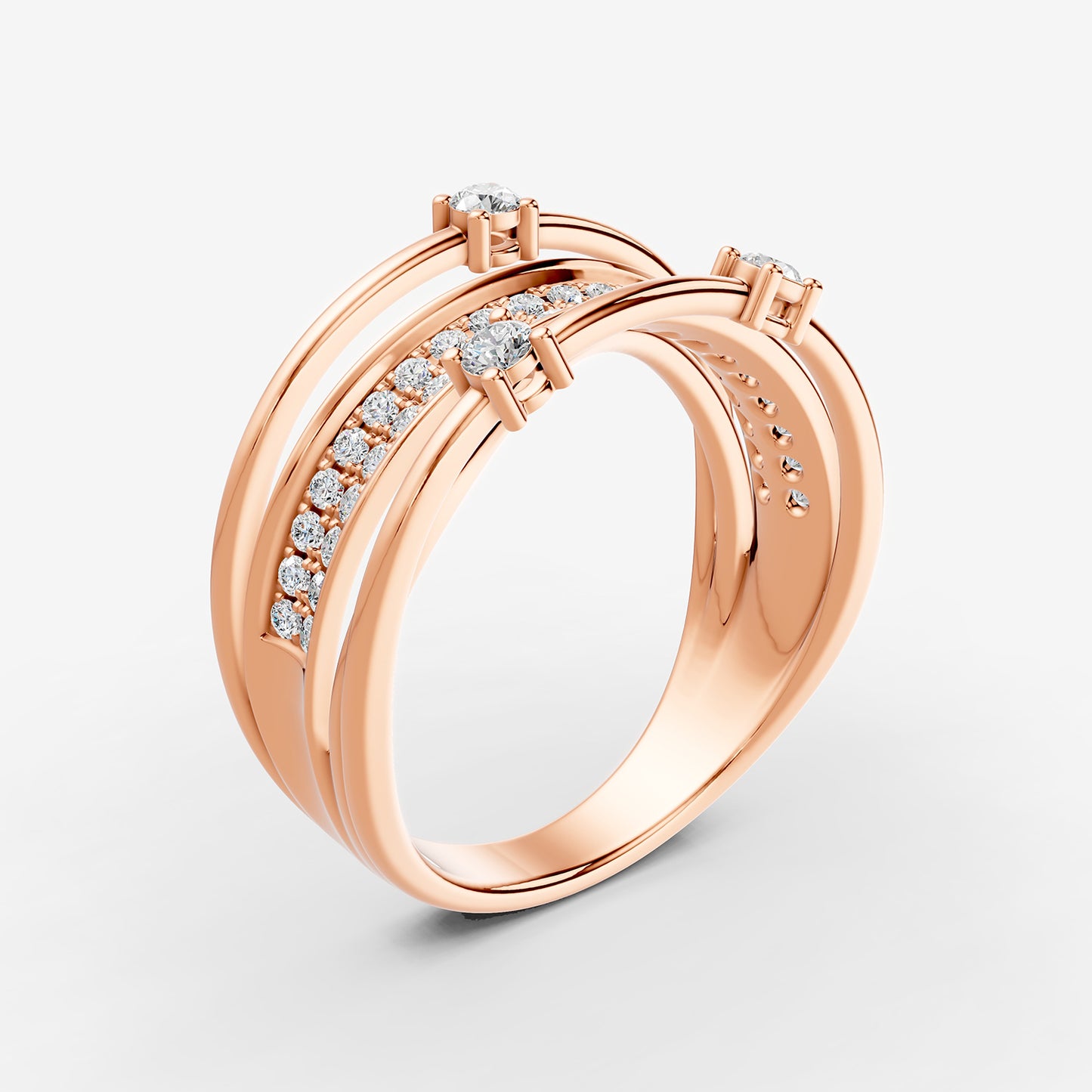 Midnight Rose Diamond Ring, Earring, Pendant Set (Small)