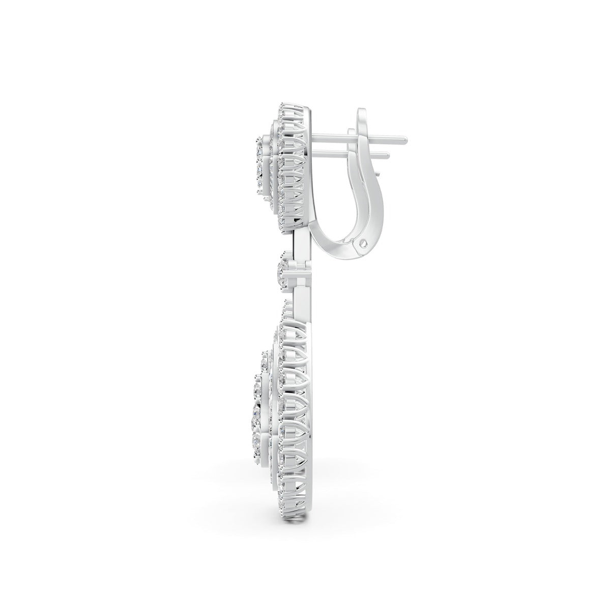 Mirage Double Pear Drop Diamond Earrings in White Gold