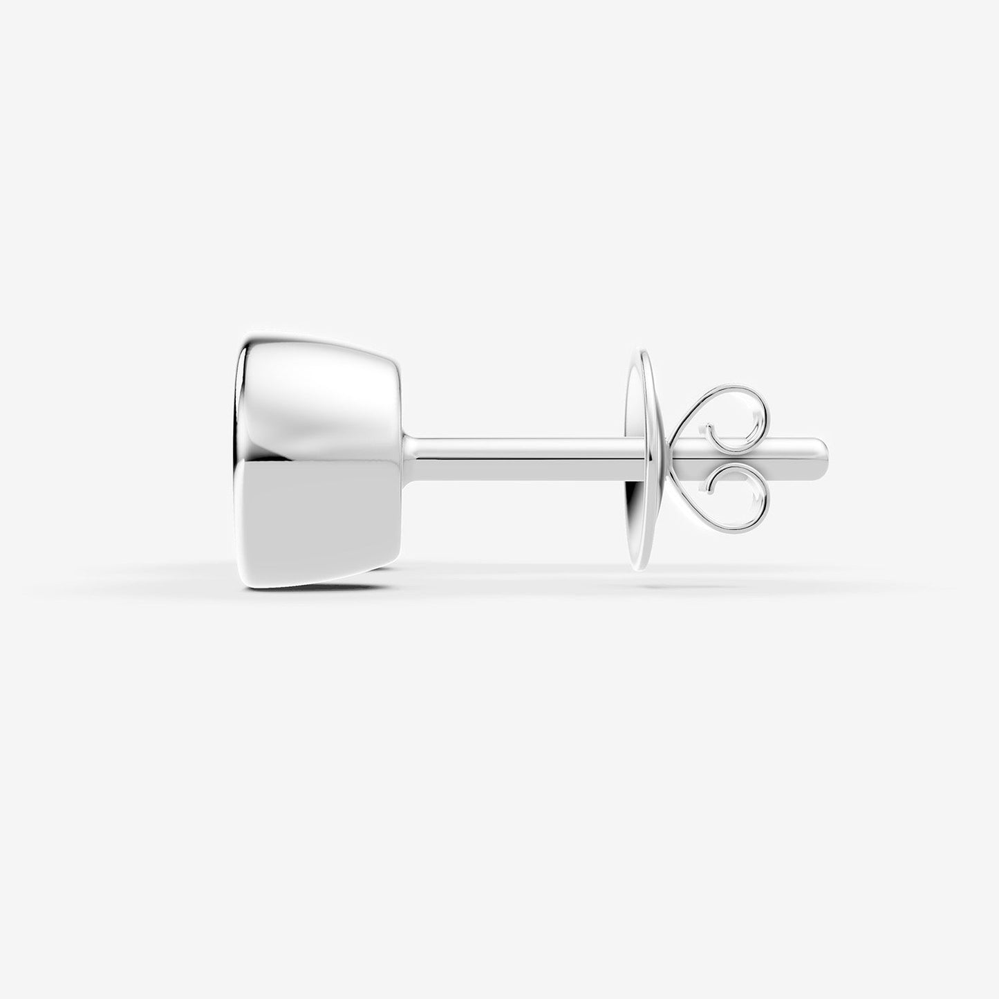 Bezel Round Solitaire Earrings in 18K White Gold