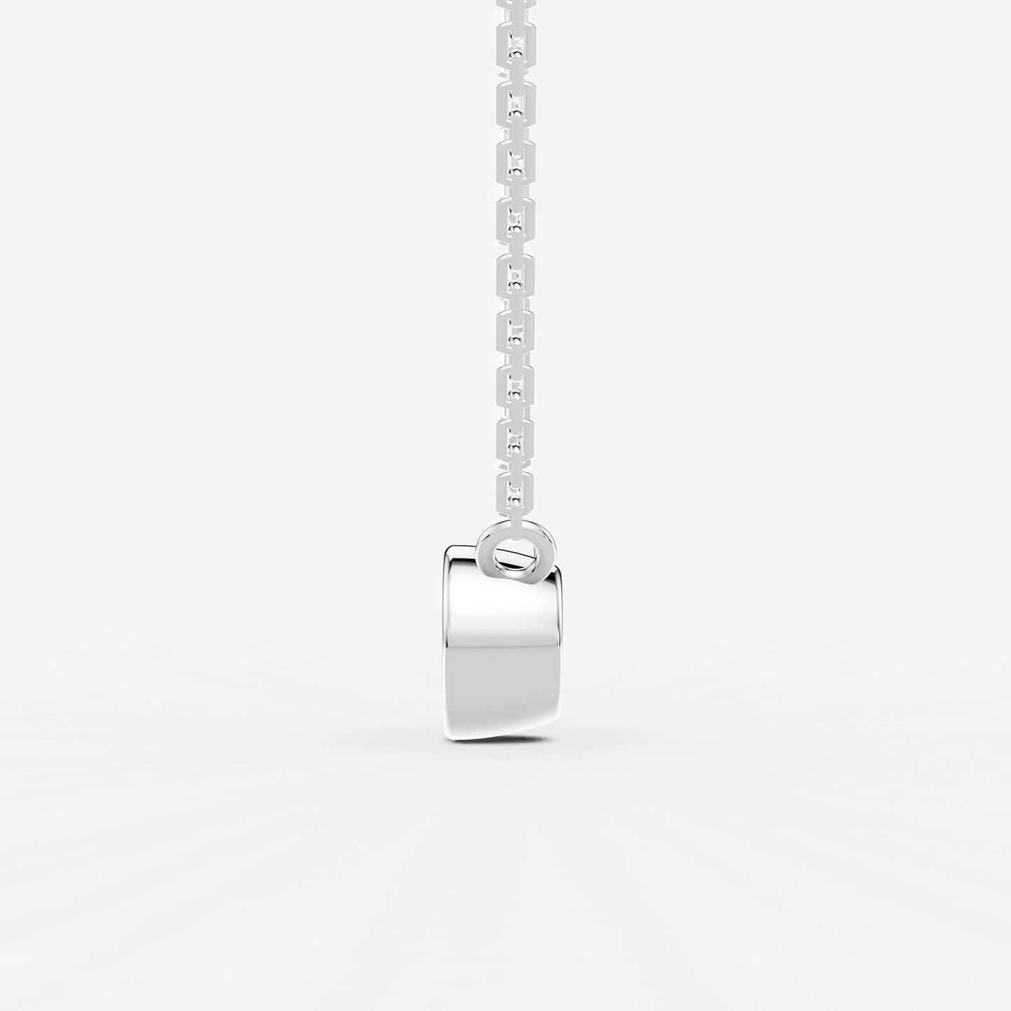 Bezel Round Solitaire Pendant in 18K White Gold