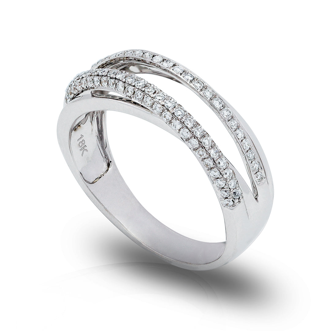 Dainty Ring in 3 line of Diamond band in 18K White Gold - Infinity