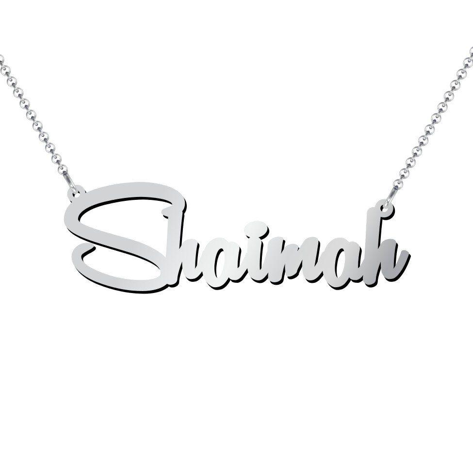 Personalised Name Pendant in18 Karat White Gold