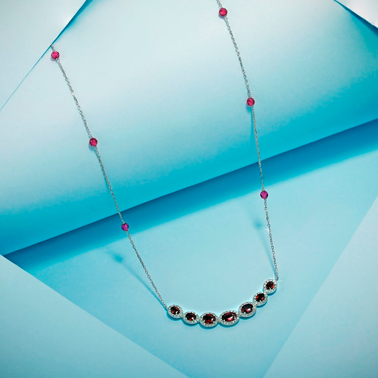 Precious Ruby & Diamond Garland Necklace