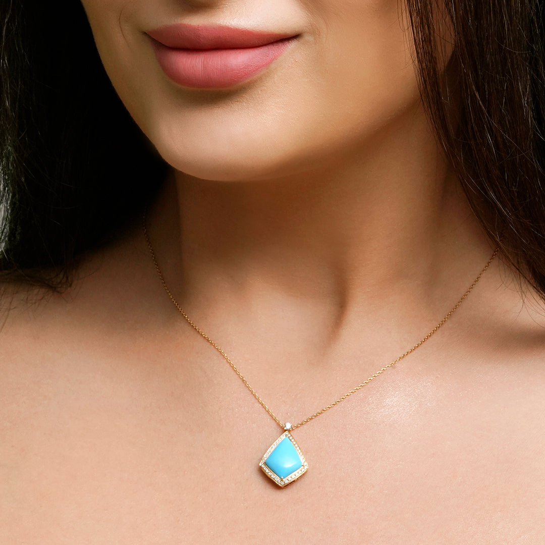 Mystic Blue: Turquoise & Diamond Radiance Pendant