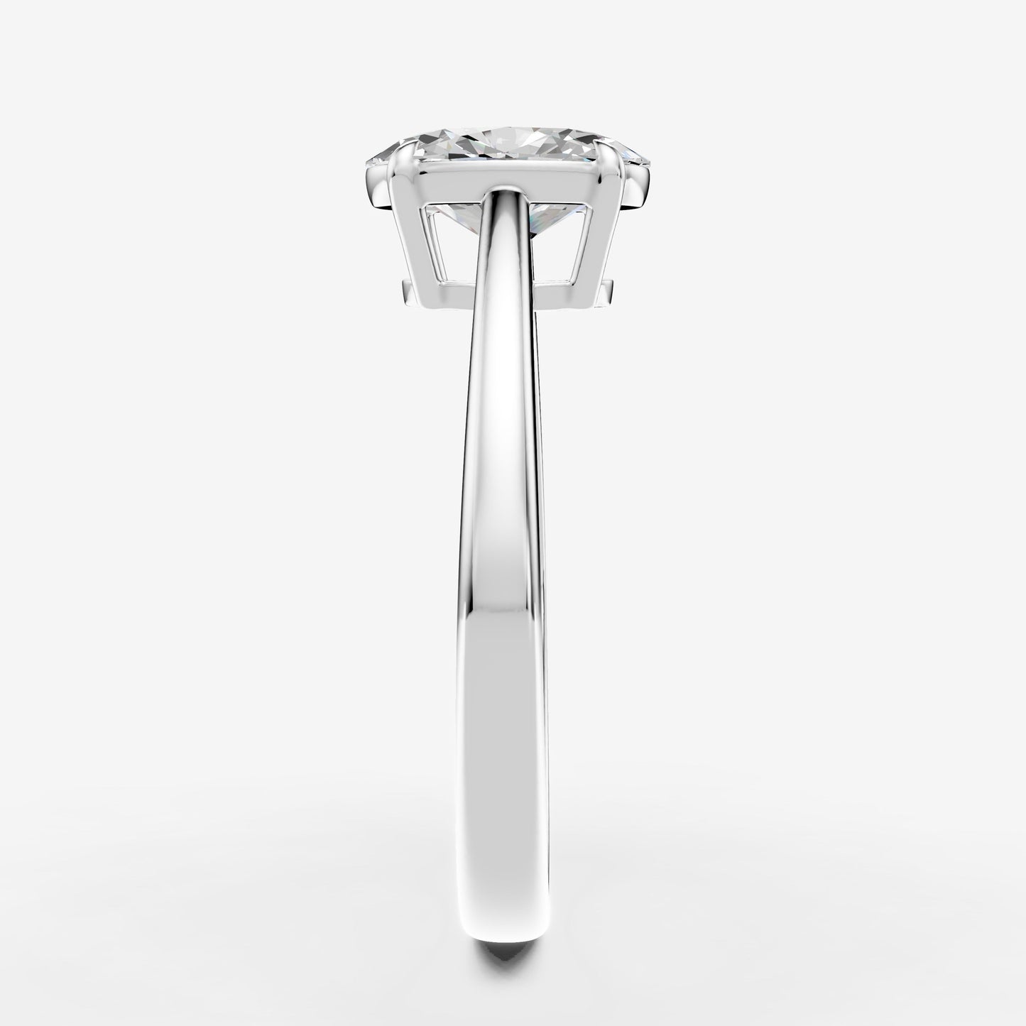 Classic Oval Solitaire Ring in 18K White Gold