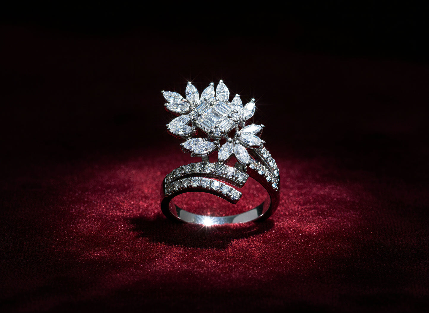 Celestial Bloom 18K White Gold Diamond Ring