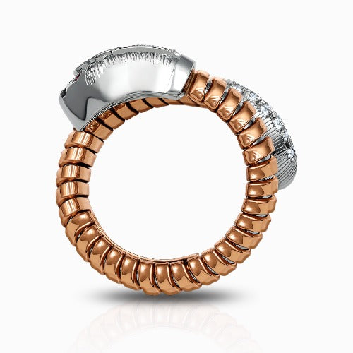 Tessitore Serpente Diamond & Ruby Coiled Ring in 18K Rose & White Gold