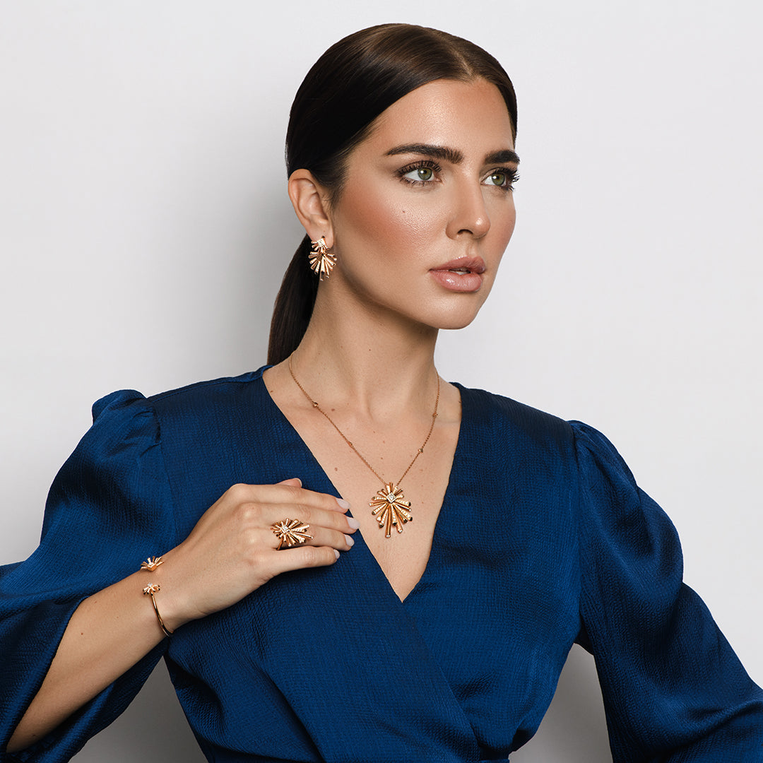 Carine Starburst Diamond Drop Earring - Detachable