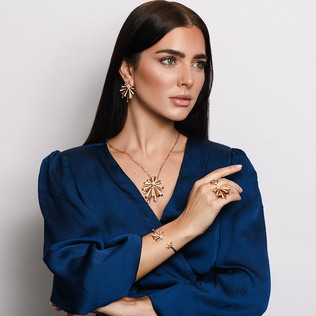 Carine Starburst Diamond Earrings - Large