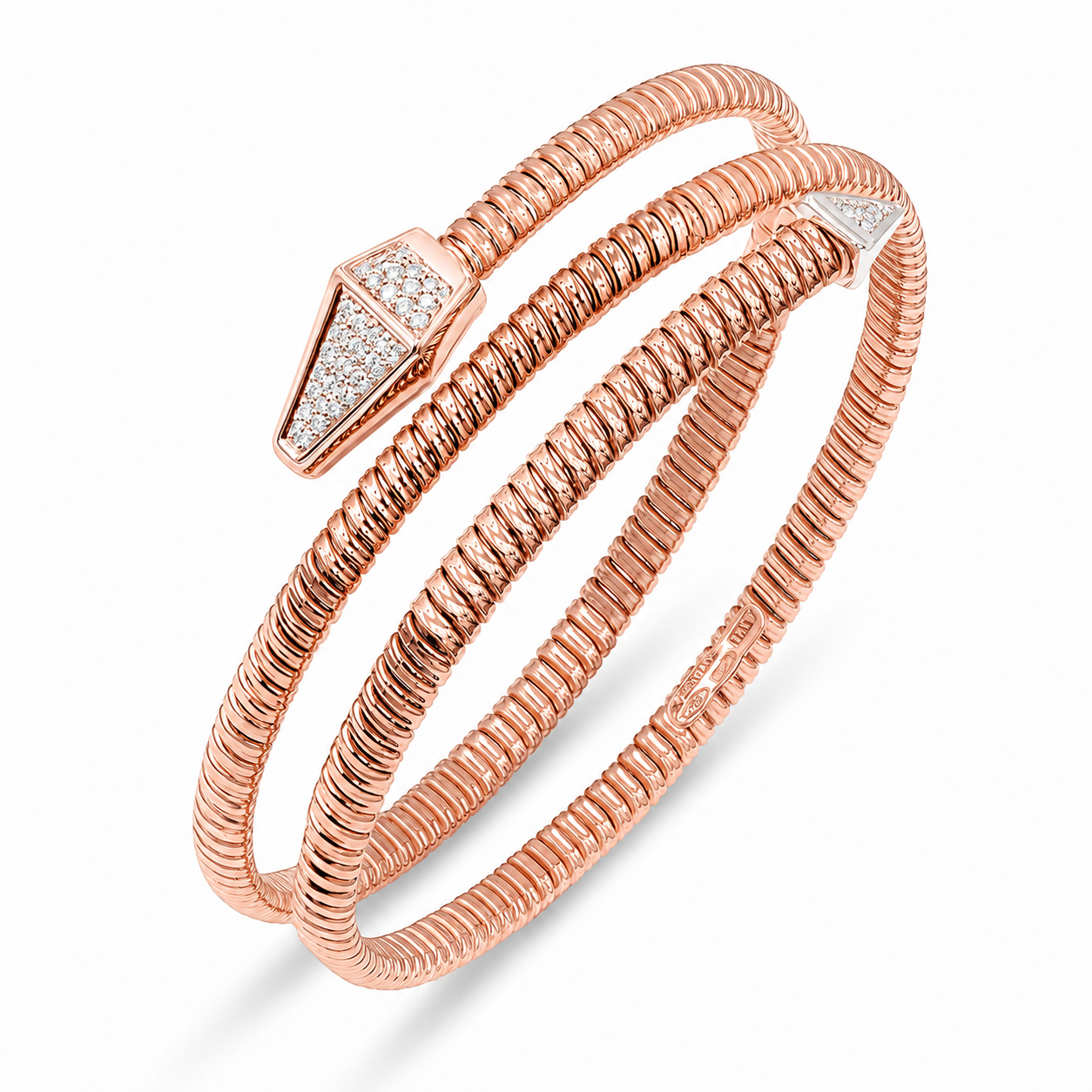 Tessitore Tubogas 2 Line Bangle with Diamond Accents