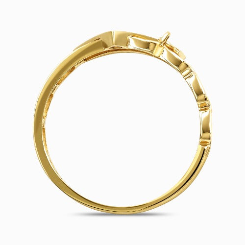 Modern LOVE 18K Yellow Gold Chain Ring with Charm