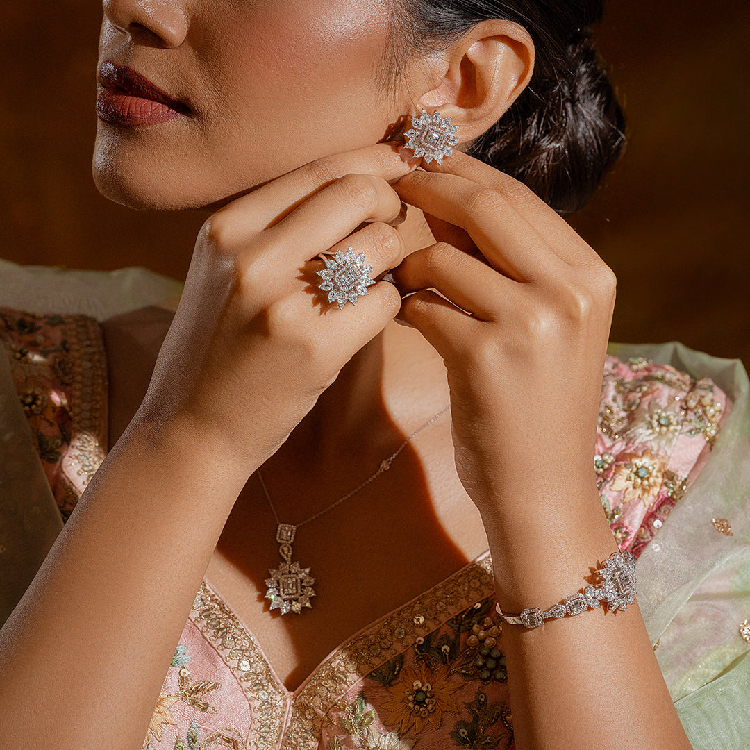 Red Carpet Diamond Flower Bangle