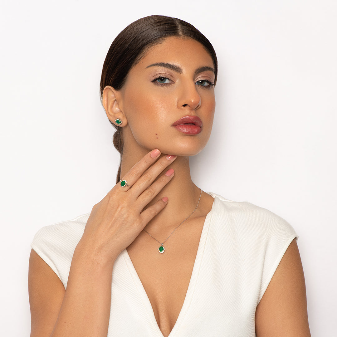 Precious Emerald Earrings in 18K Gold and Diamonds