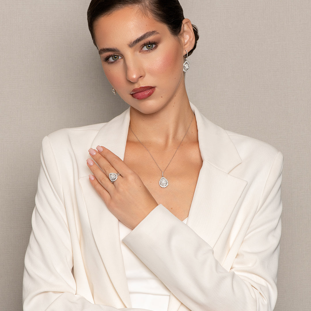 Mirage Diamond Pear Pendant in White Gold