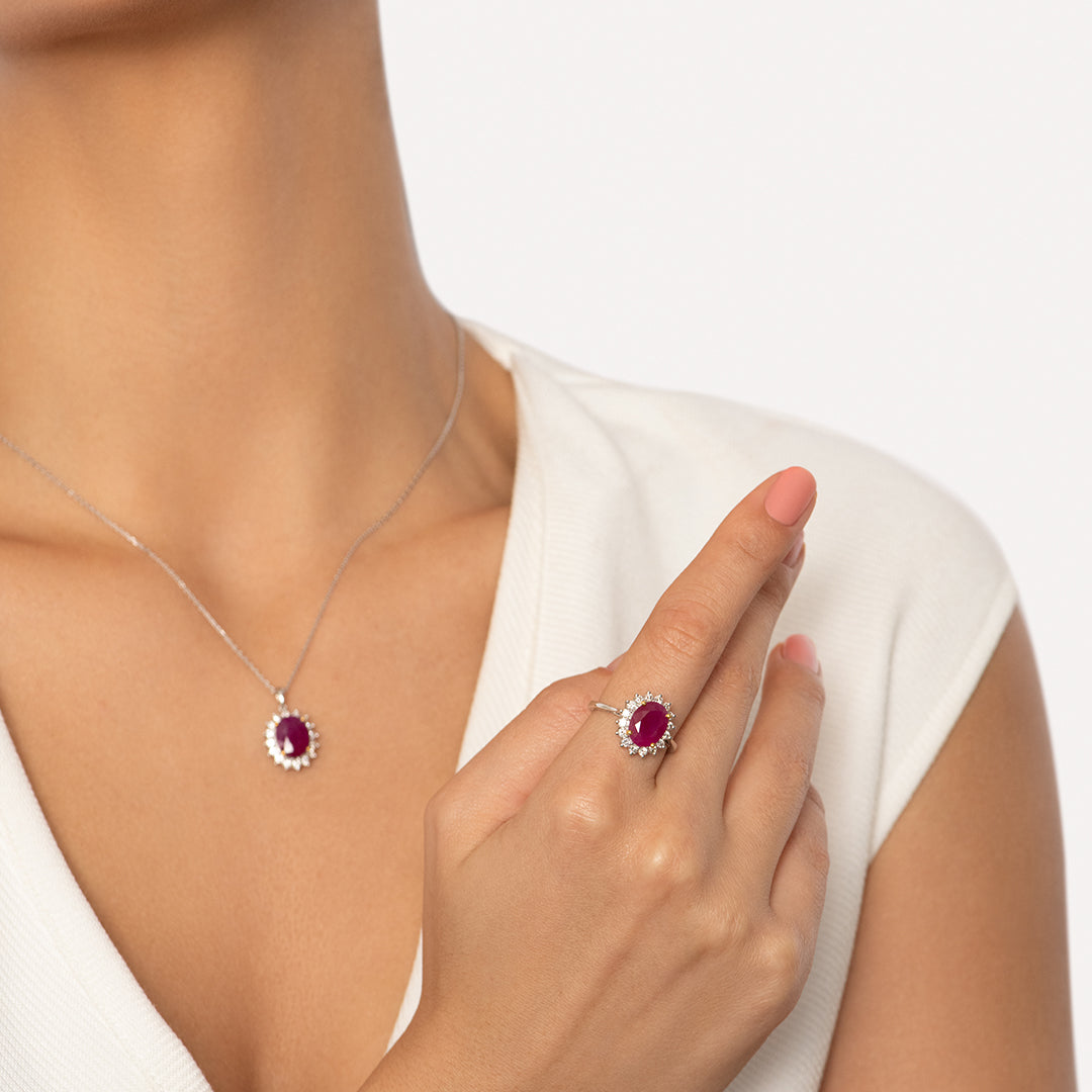 Precious Ruby & Solitaire Ring - ST2