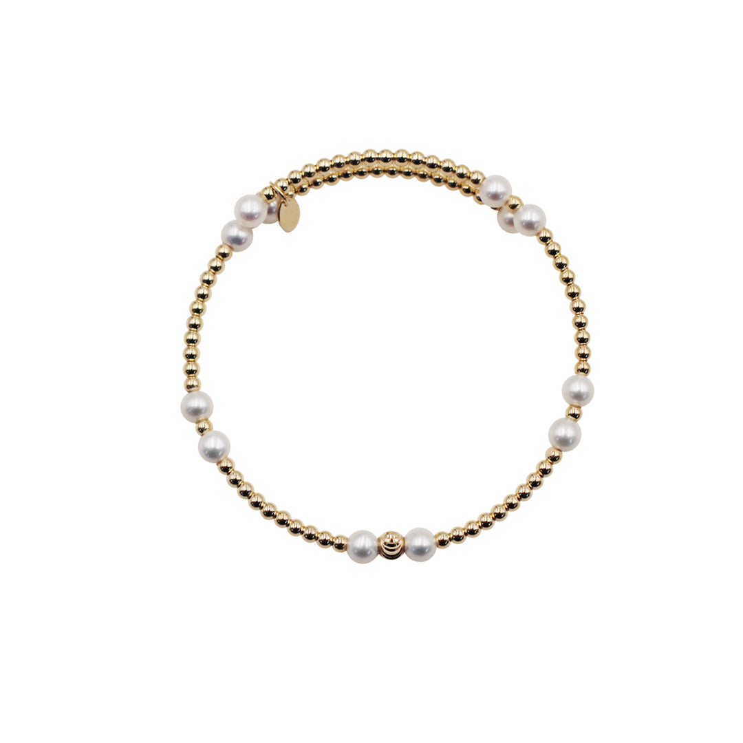 Sakura Pearl & 18K Yellow Gold Coiled Bangle
