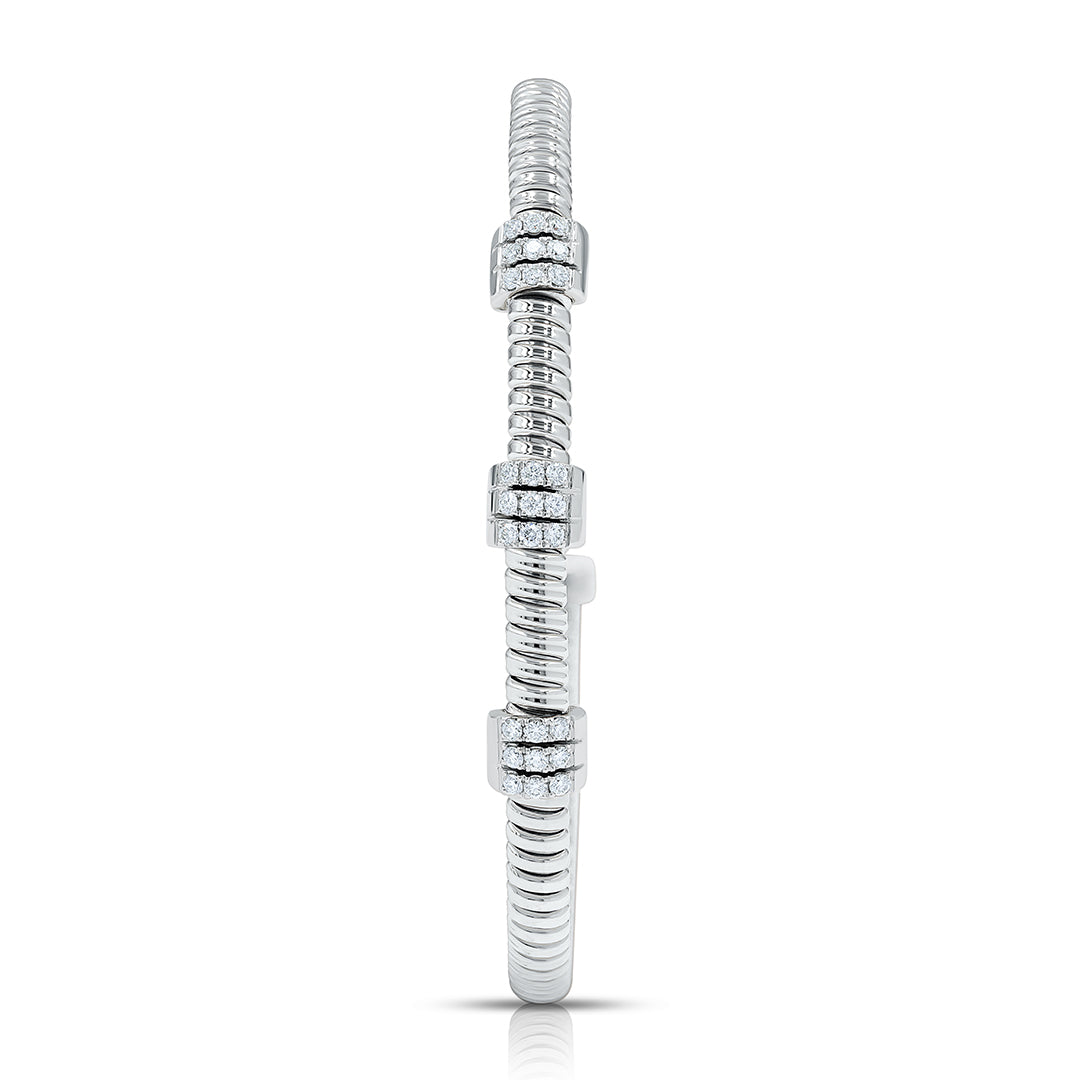 Tessitore Diamond-Pavé Tubogas Bangle in 18K White Gold