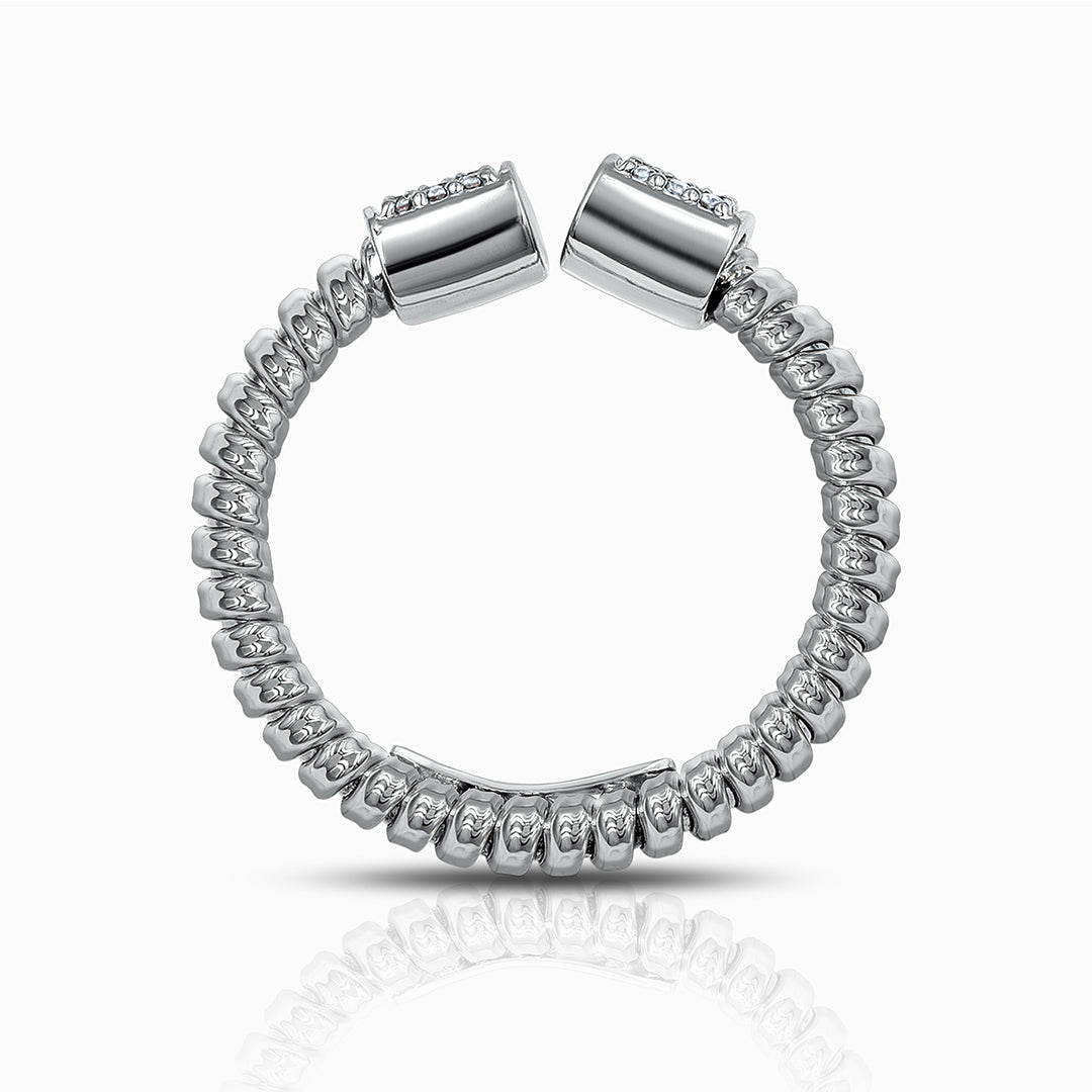 Tessitore 18K White Gold Diamond Pavé Flexible Bypass Ring