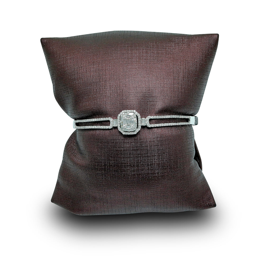 Mirage Emerald Cut Diamond Bangle in 18K White Gold