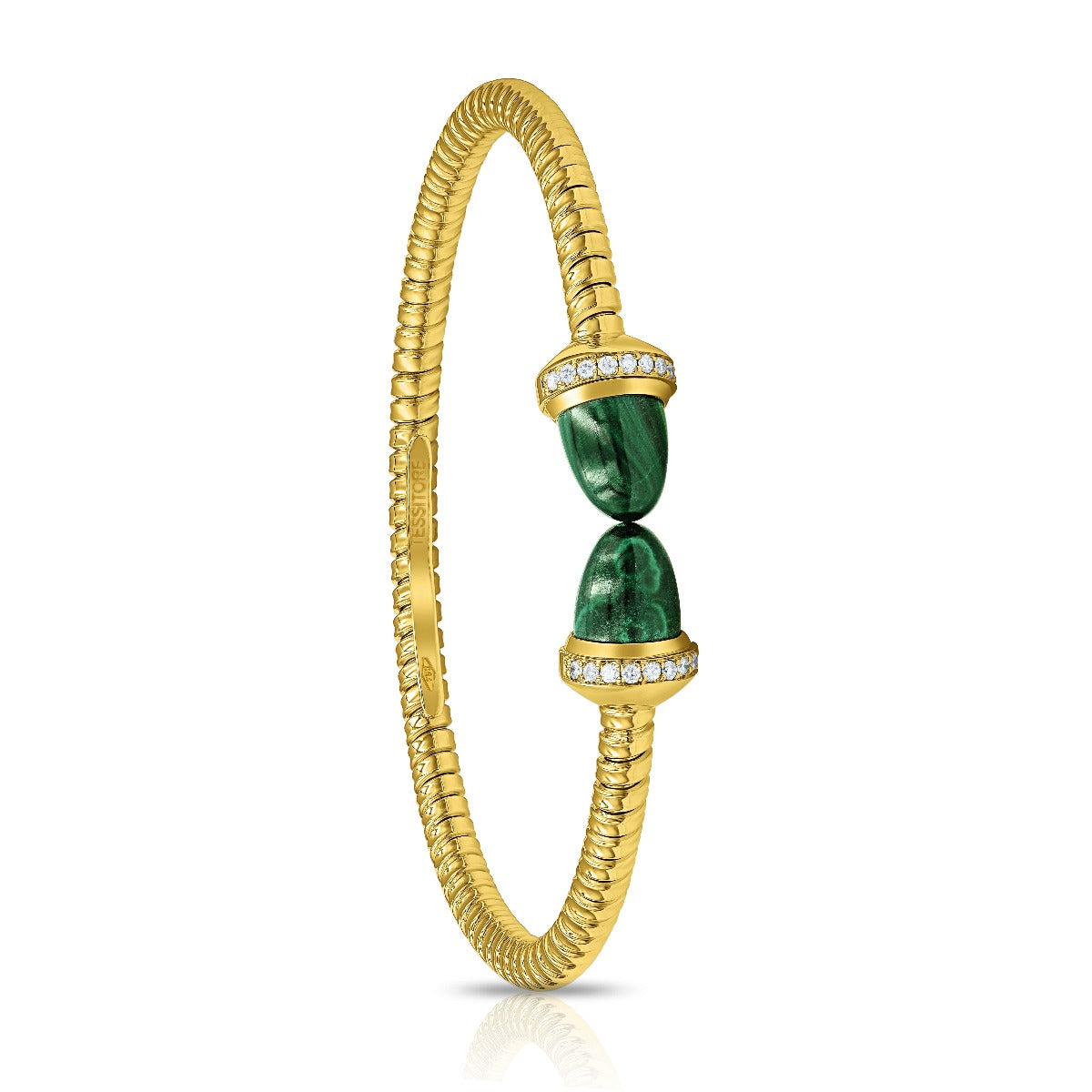 Tessitore Luxe Tubogas Bangle with Green Malachite & Diamonds