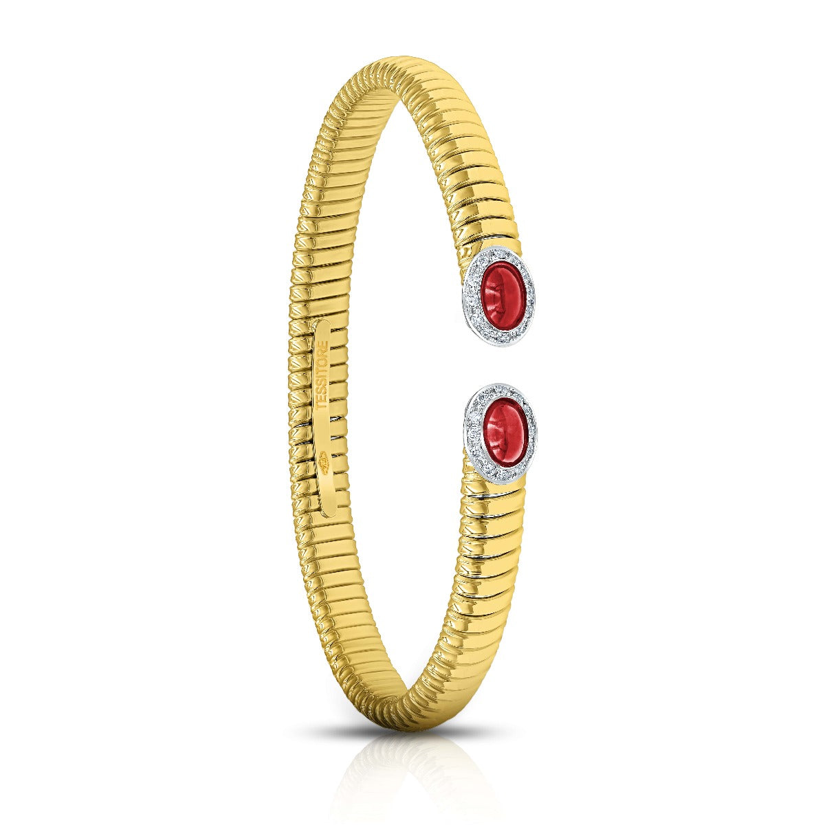 Tessitore Tubogas Bangle with Ruby & Diamond Halo