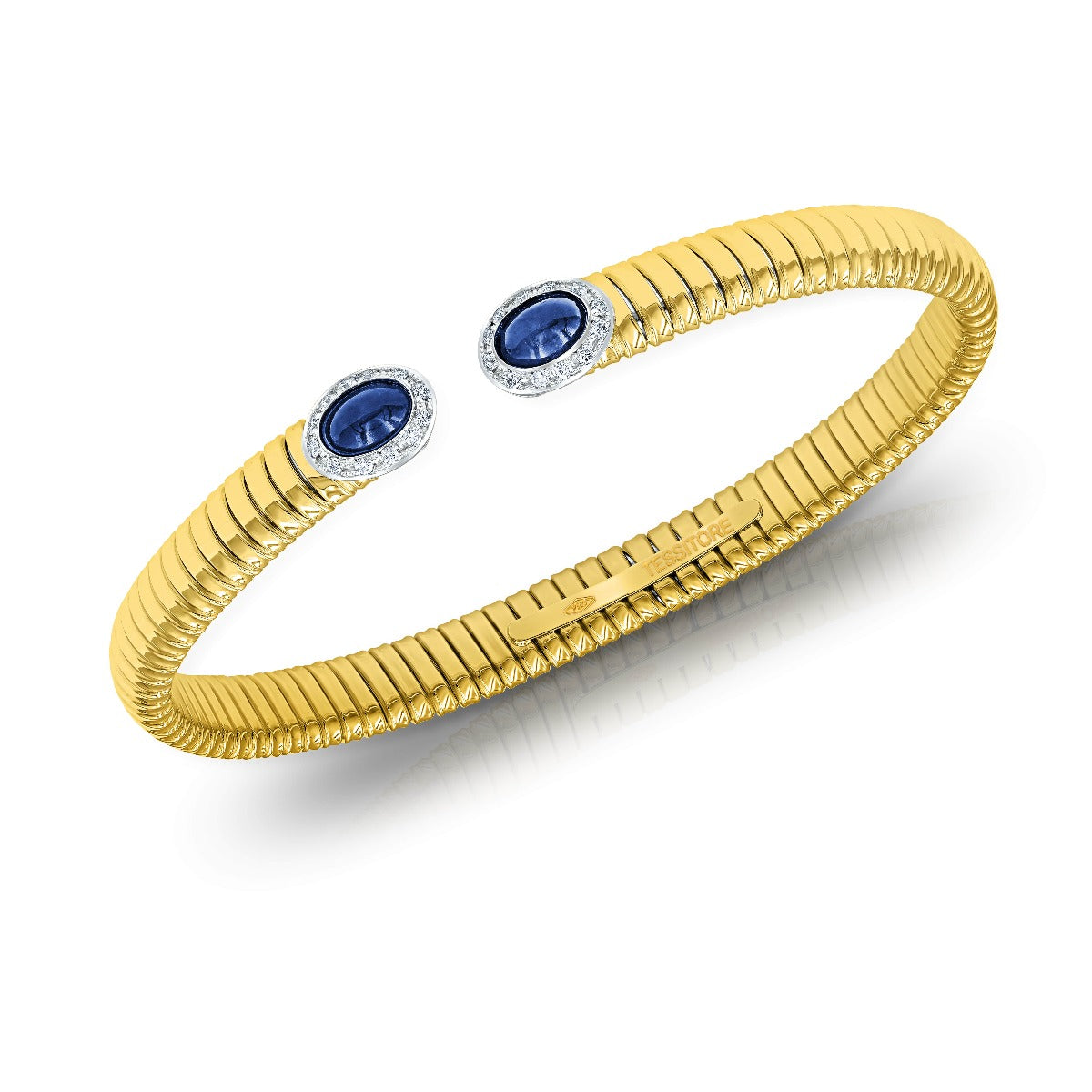 Tessitore Sparkle Tubogas Bangle with Sapphire & Diamond Halo
