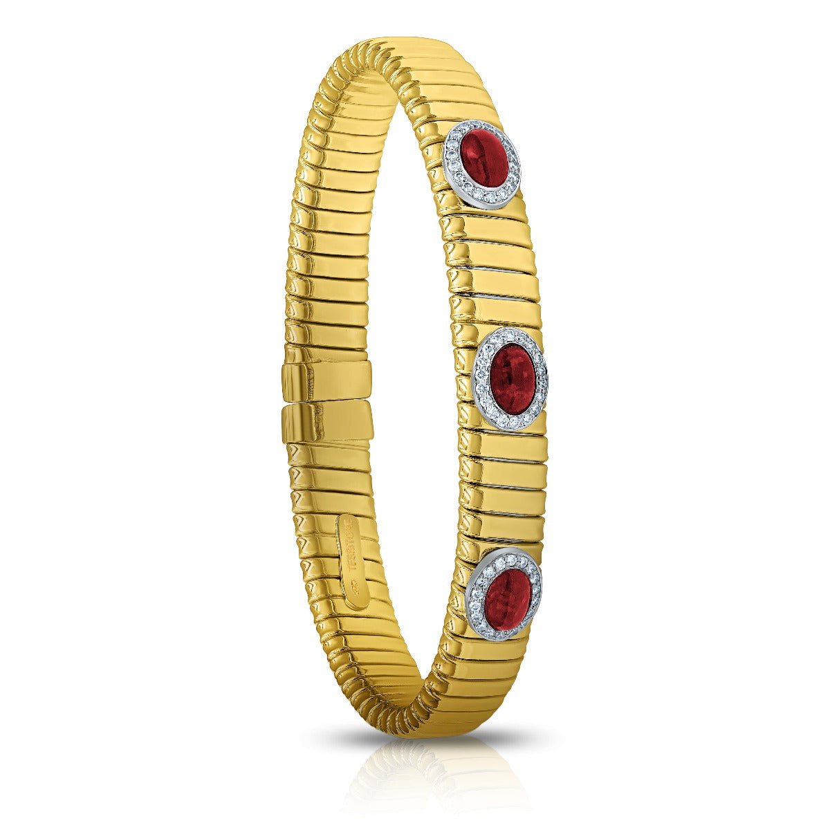 Tessitore Elegance Tubogas Bangle with Rubies & Diamonds