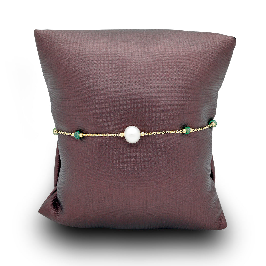 Pearl Bracelet with Green Color Beads