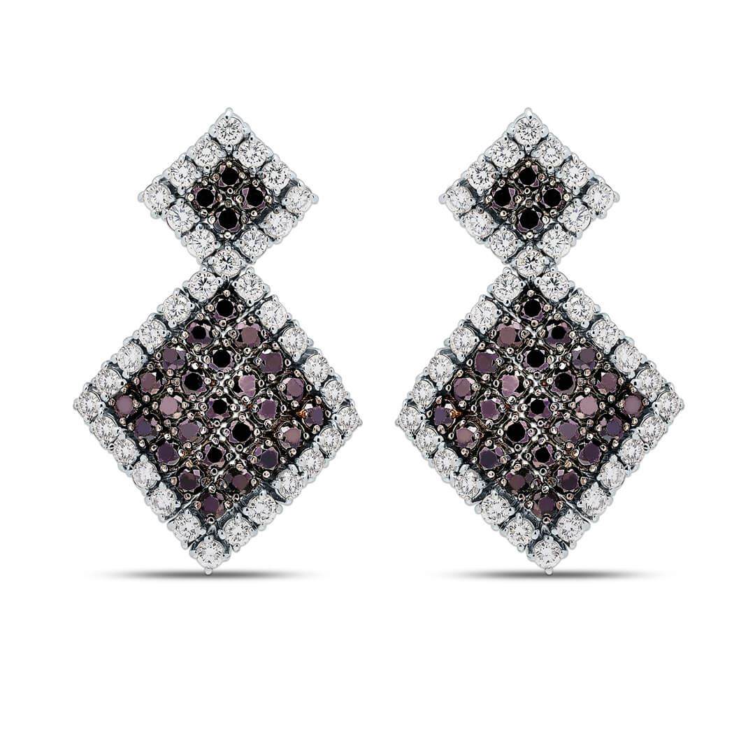 Bespoke Black and White Diamond Dangle Earrings