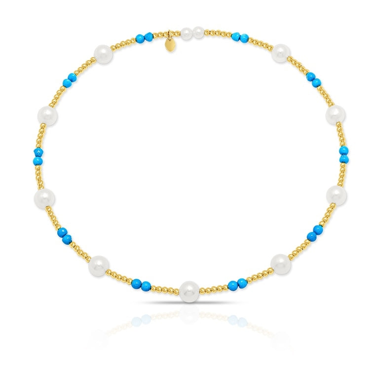 Sakura Golden Stream Pearl & Turquoise Necklace