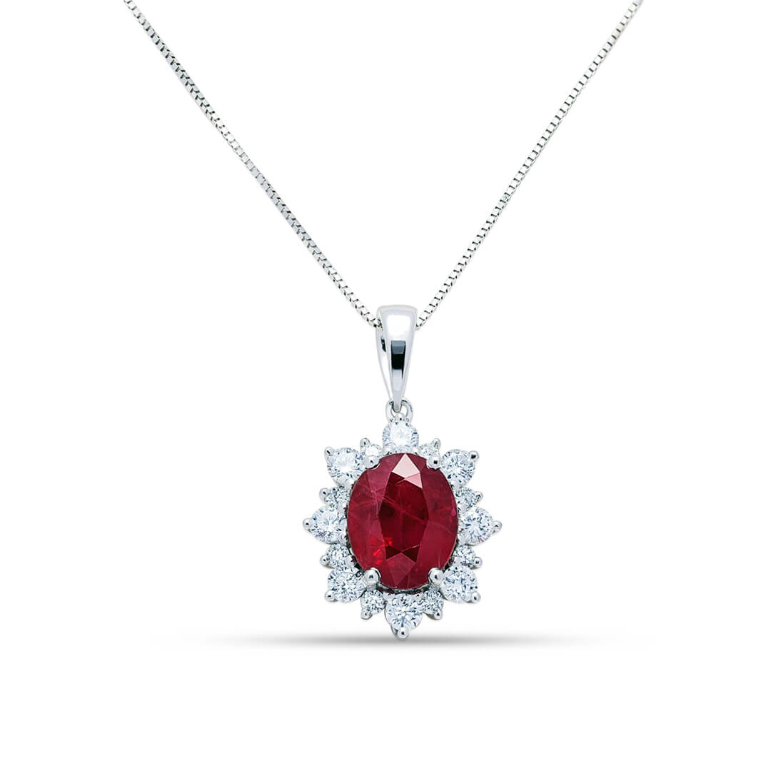 Precious Ruby & Diamond Blossom Pendant