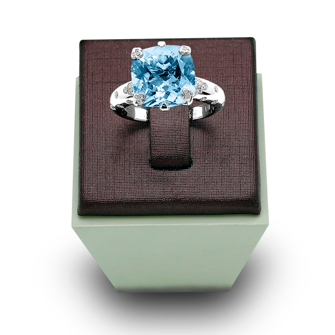 Precious Blue Topaz & Diamond Band Ring