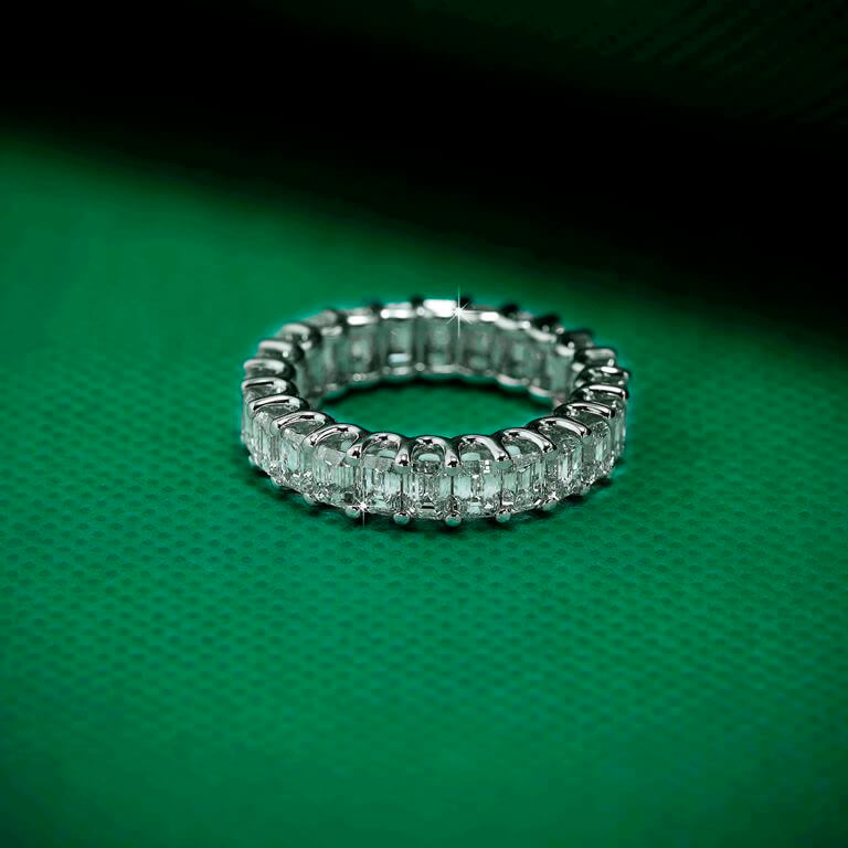 Mirage Emerald Cut Wide Band Diamond Ring