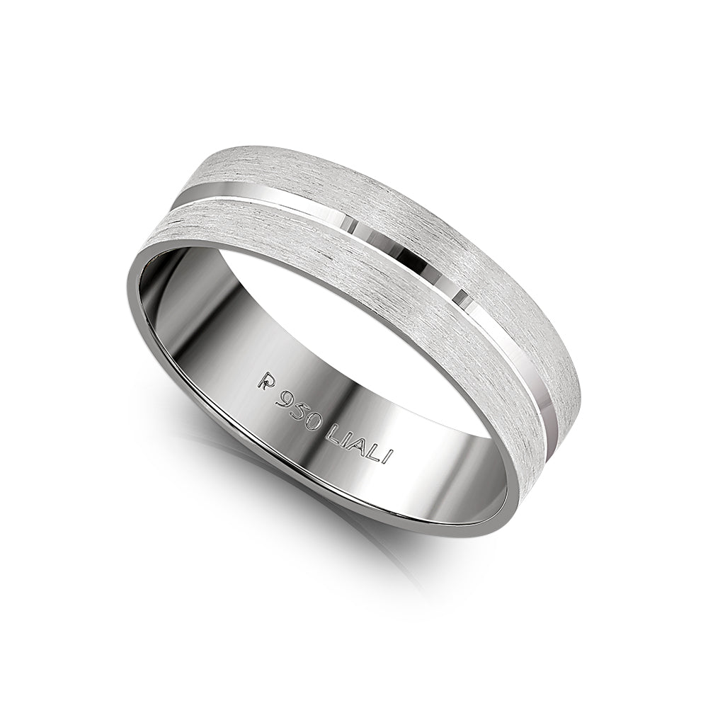 Men's Platinum Ring with Single Stripe