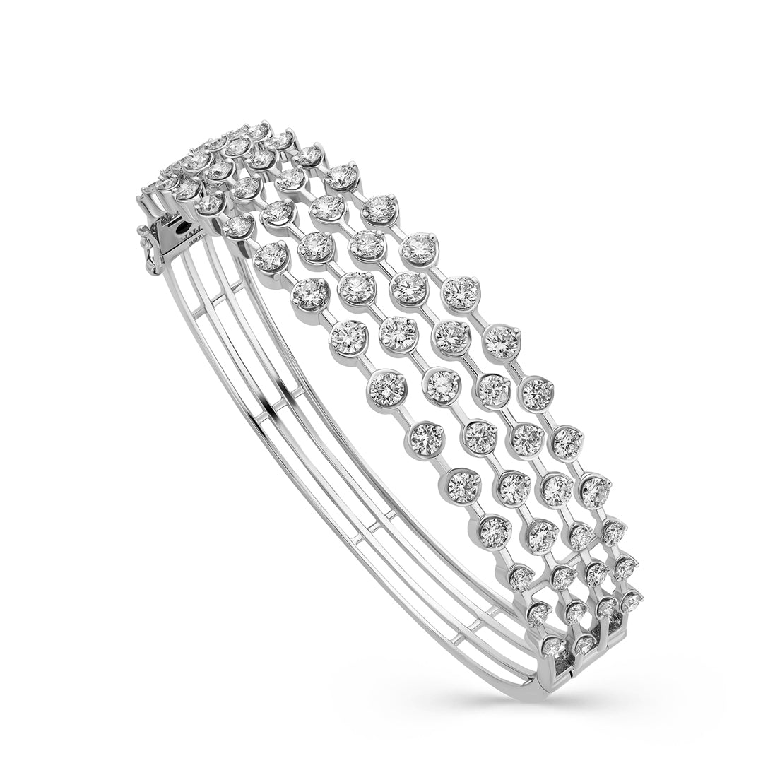 Amara 4 Line Diamond Bangle - White Gold