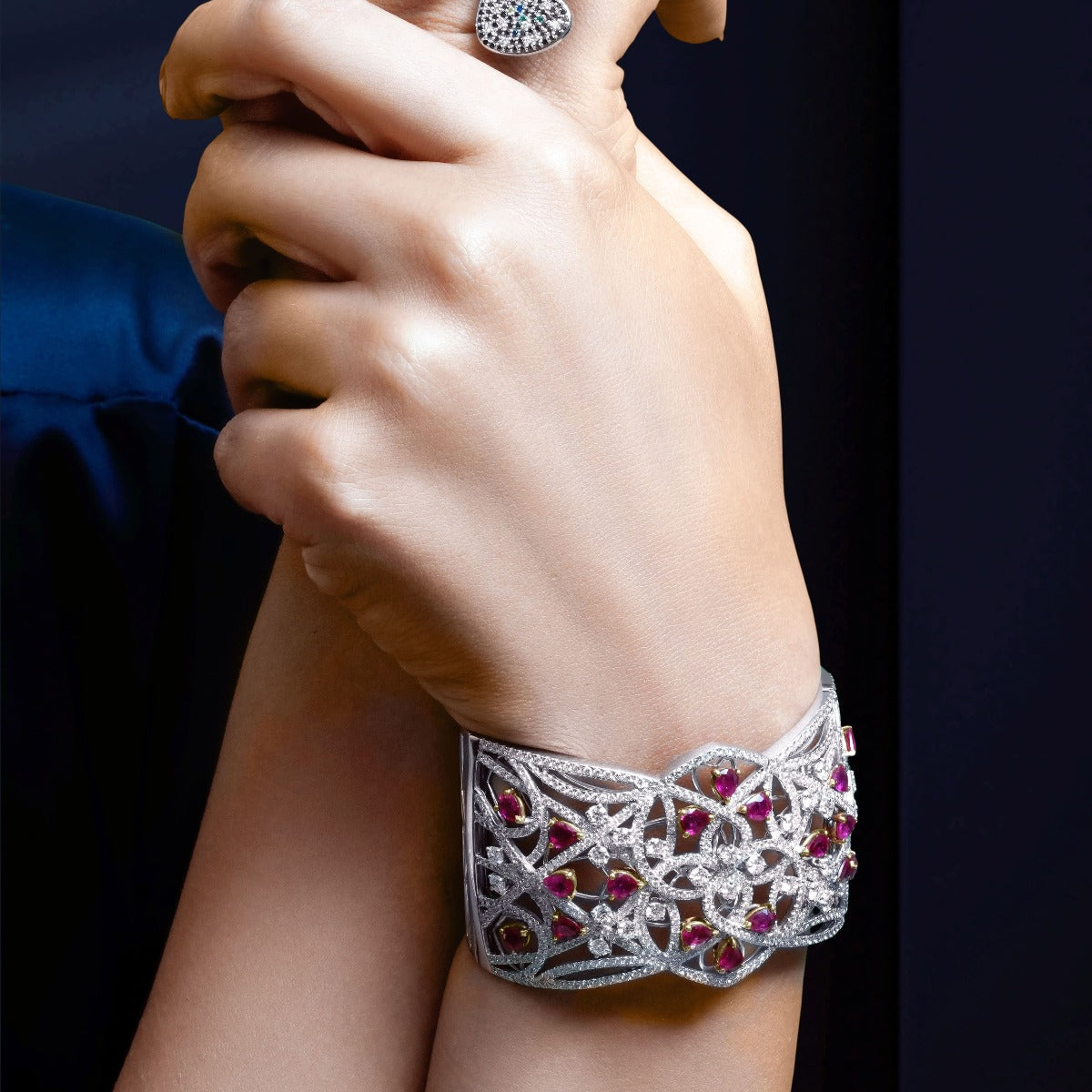 Timeless Twinkle: Ruby & Diamond Red Carpet Bangle