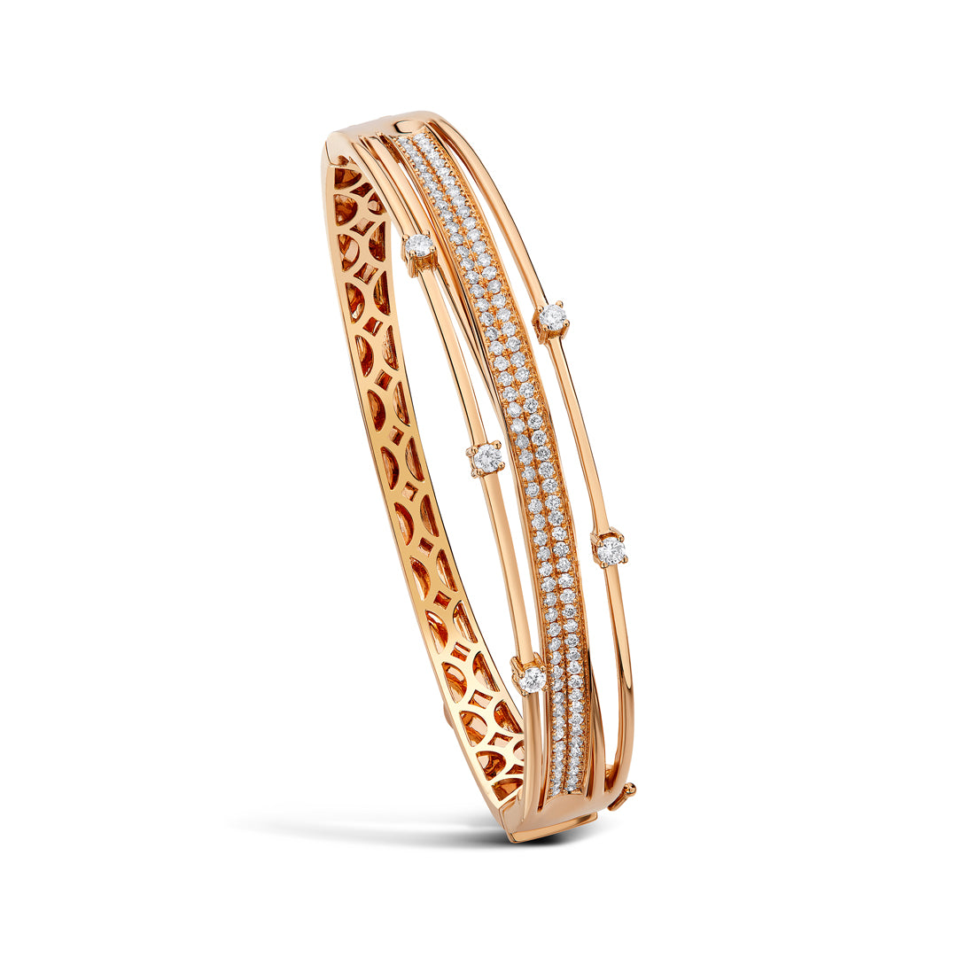 Diamond Bangle in 18K Rose Gold - Midnight Rose
