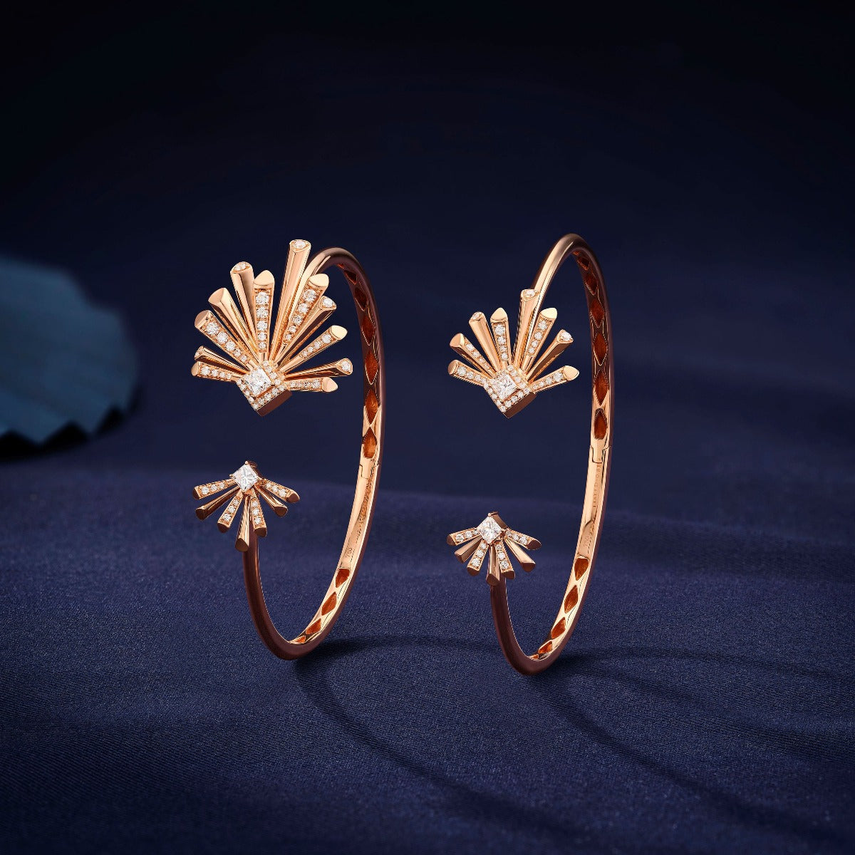 Carine Twin Starburst Diamond Bangle - Regular