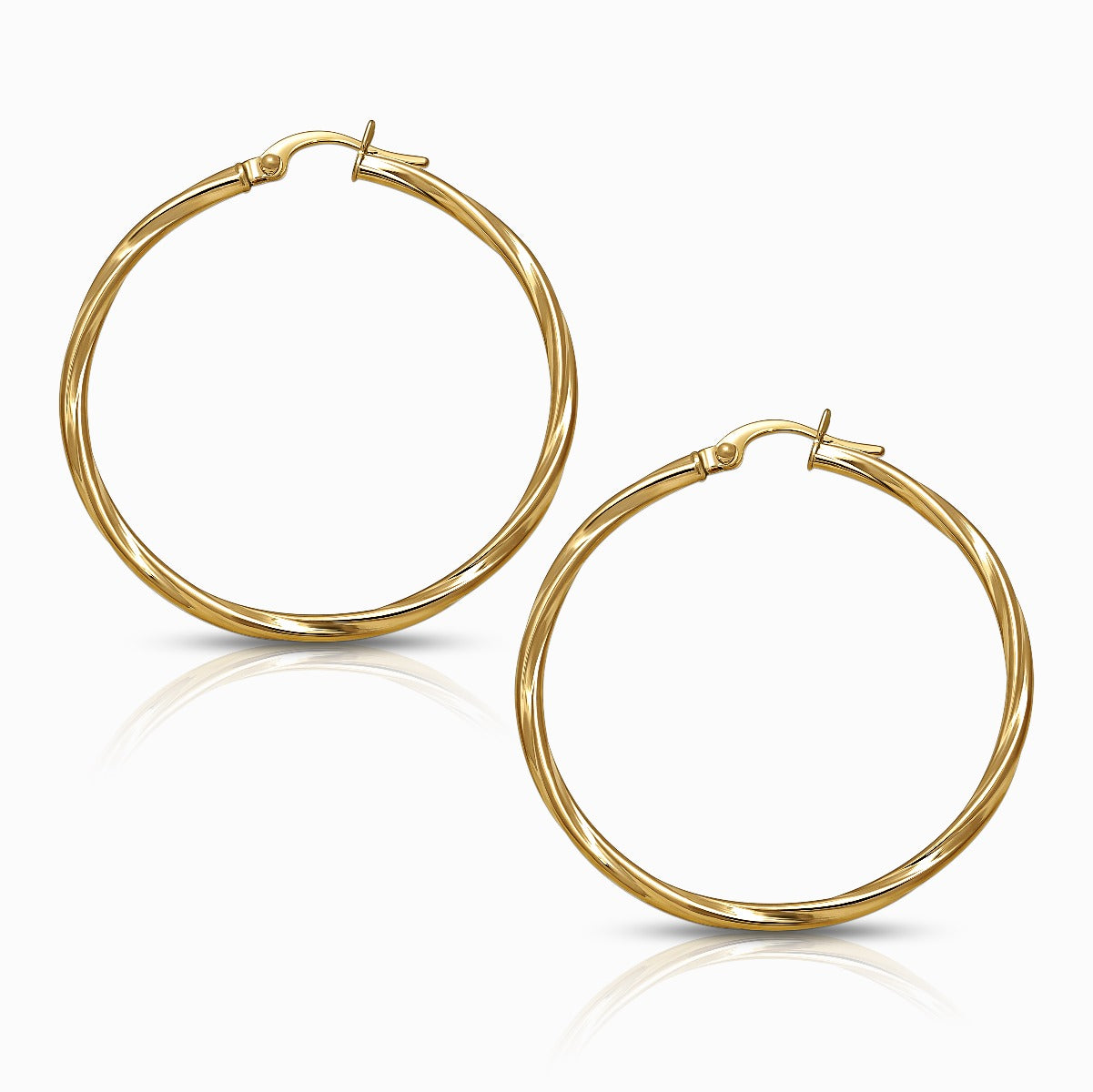 Bold 18K Yellow Gold Hoop Earrings - Large