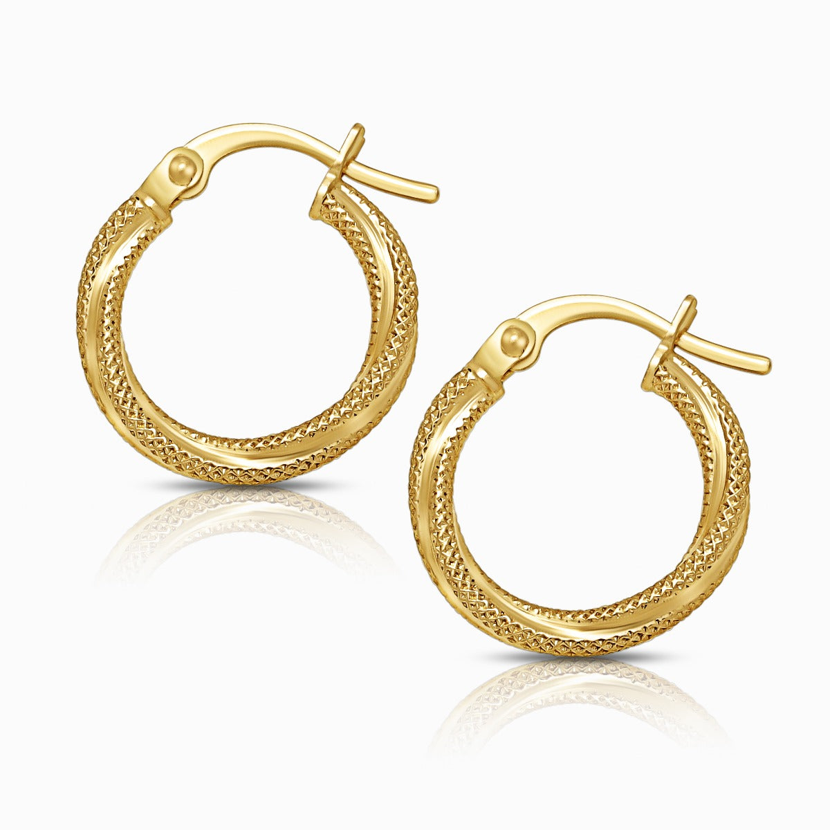 Twisted Textured 18K Yellow Gold Hoop Earrings
