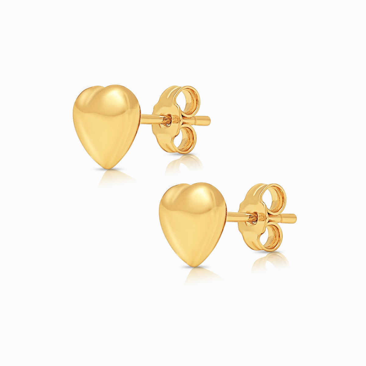 Solid Heart Stud Earrings in 18K Yellow Gold