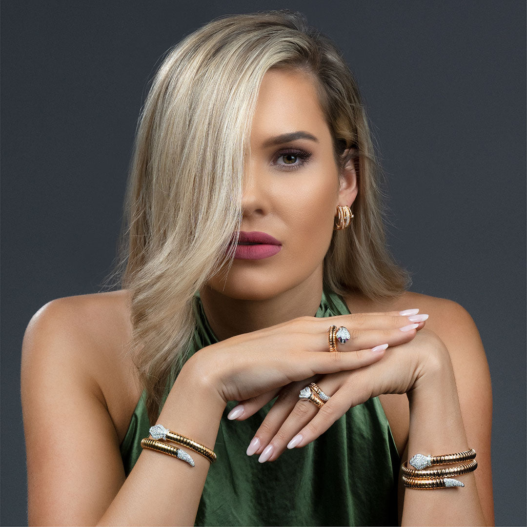 Golden Serpent: Tessitore 18k Rose Gold Snake Bangle