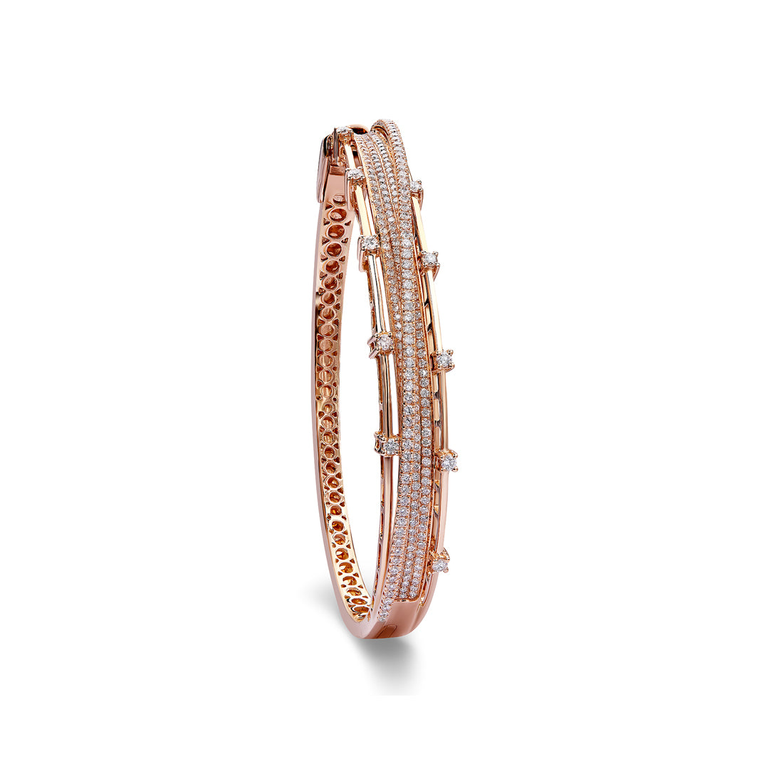 18K Rose gold Bangle set in Pave setting diamonds