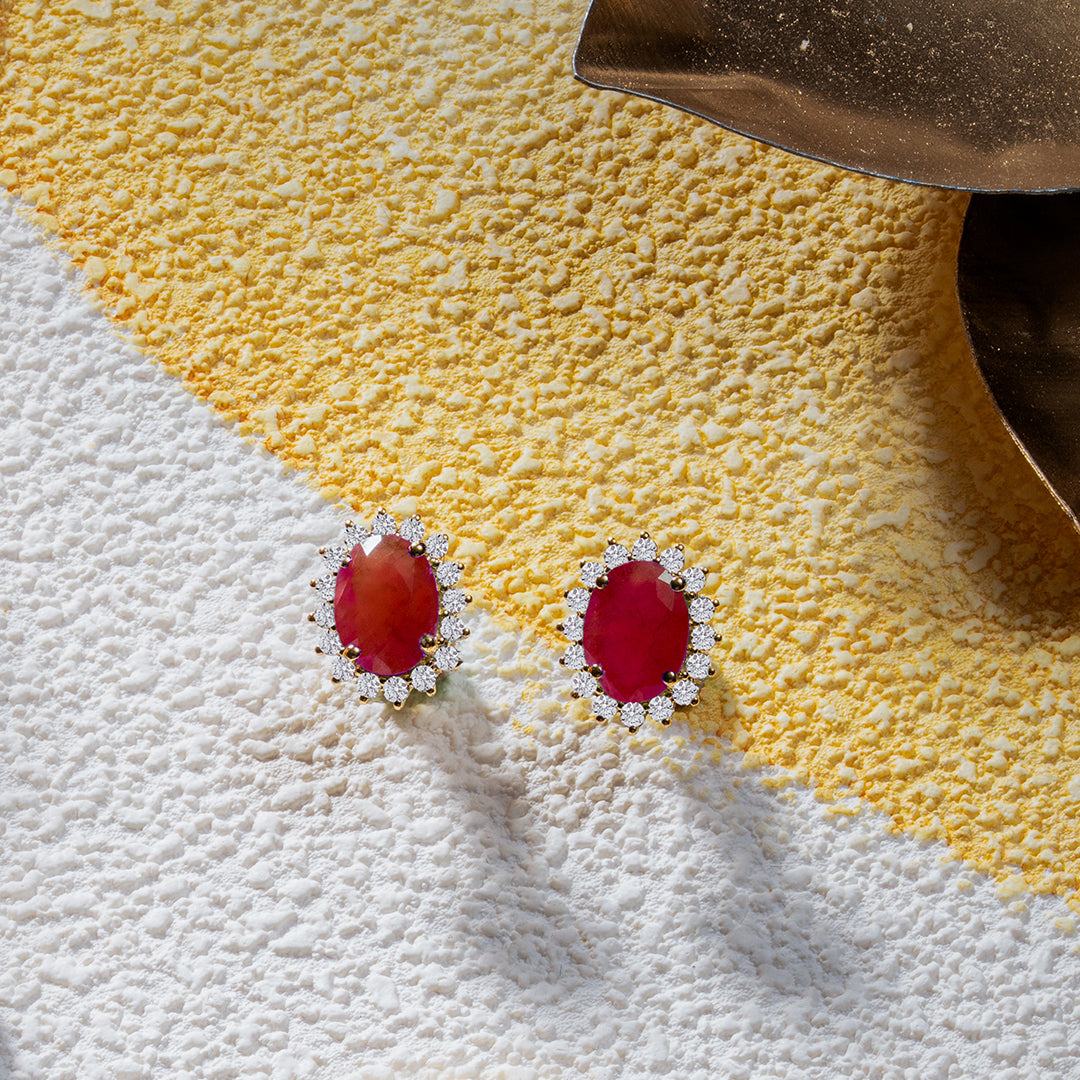 Precious Ruby Diamond Earrings (Large)