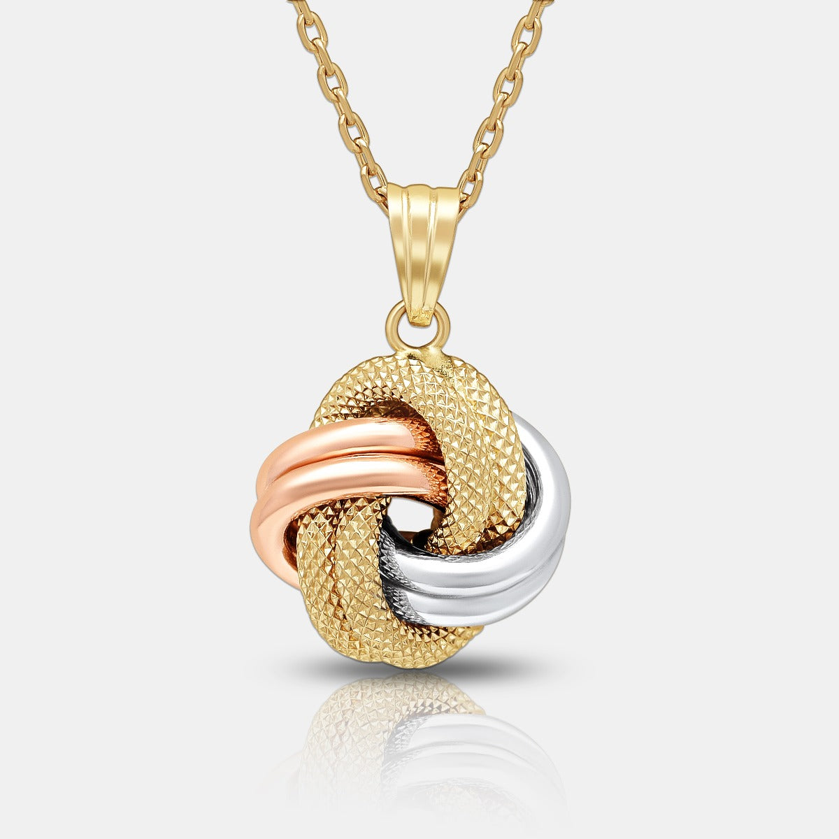 Tri-color Infinity Knot Pendant in 18K Gold - Medium