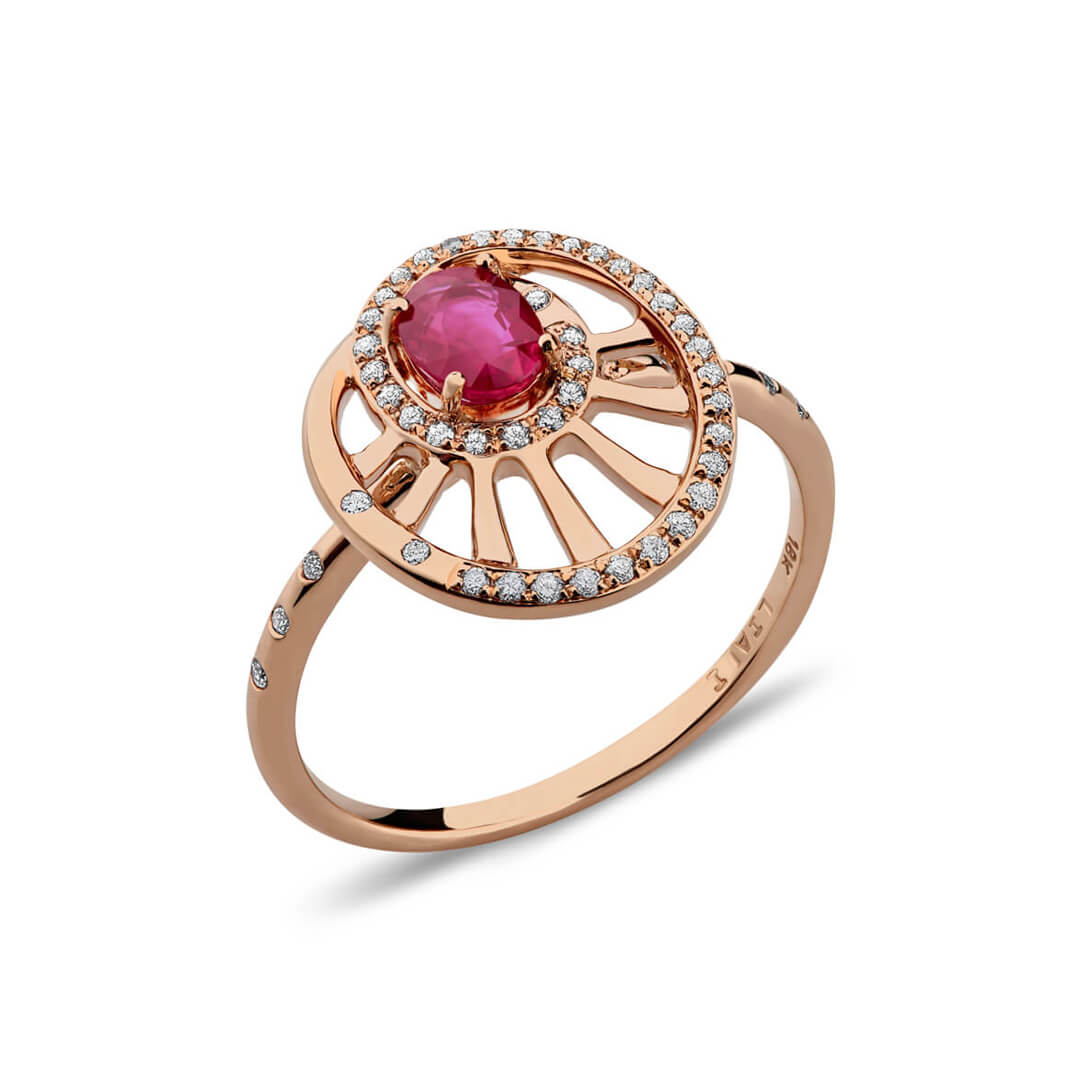 Precious Ruby & Diamond Sunburst Ring