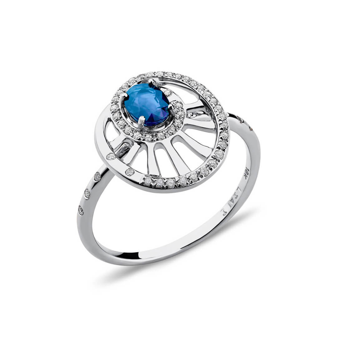 Precious Round Wheel Shaped Sapphire Ring