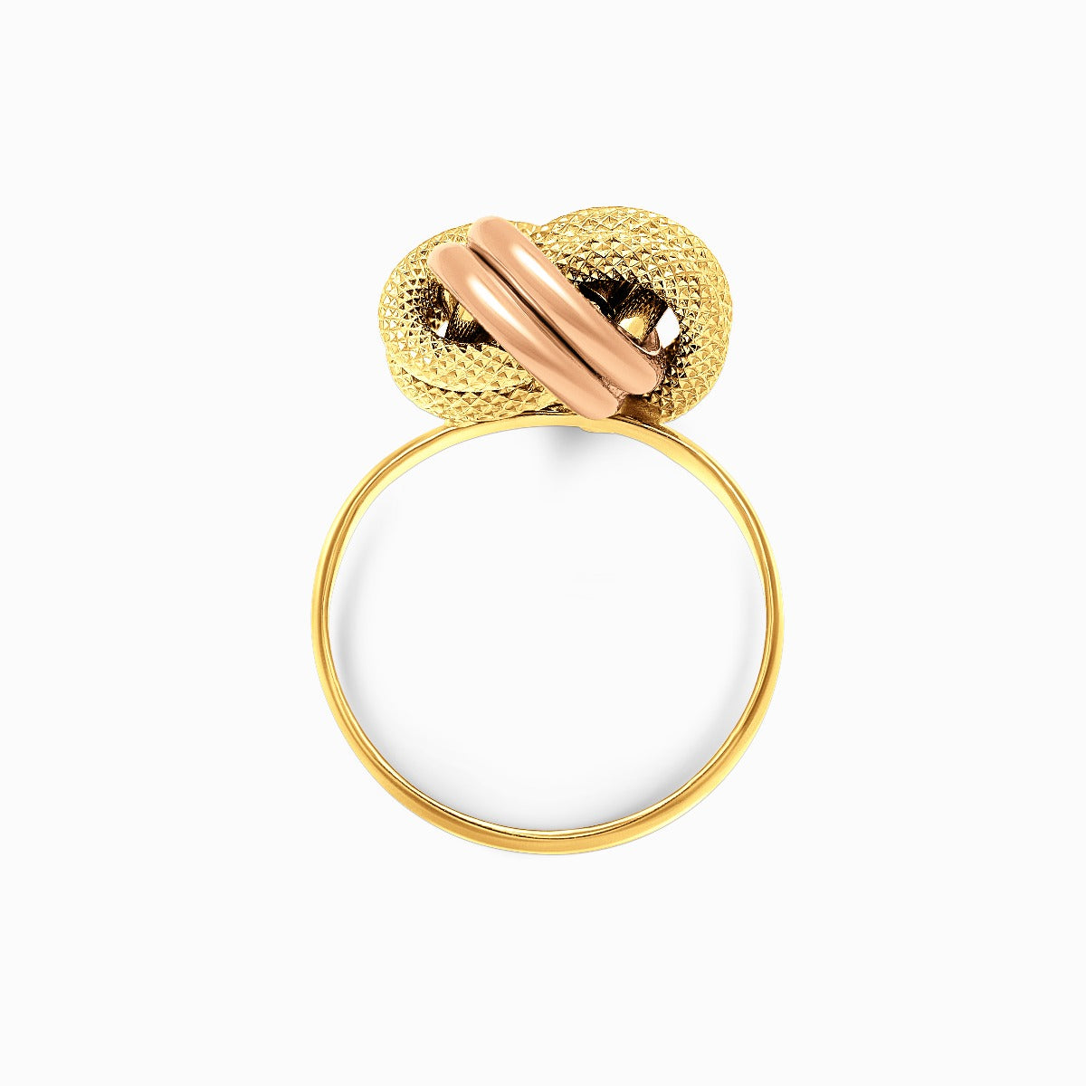 Tri-Color Textured Knot 18K Gold Ring