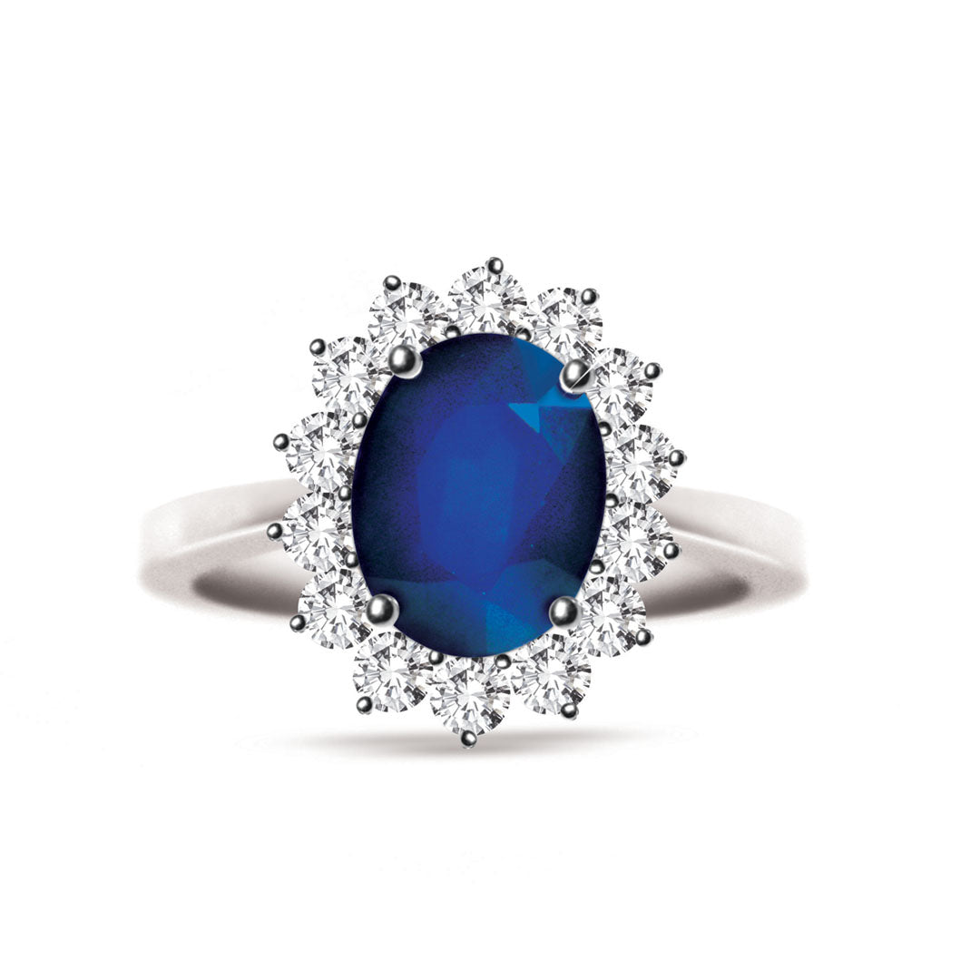 Precious Royal Blue Sapphire Ring with Diana Setting