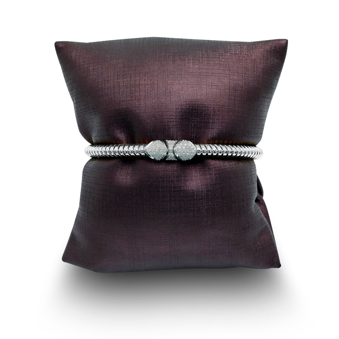 Tessitore Diamond-Studded Kada Bangle in 18K White Gold